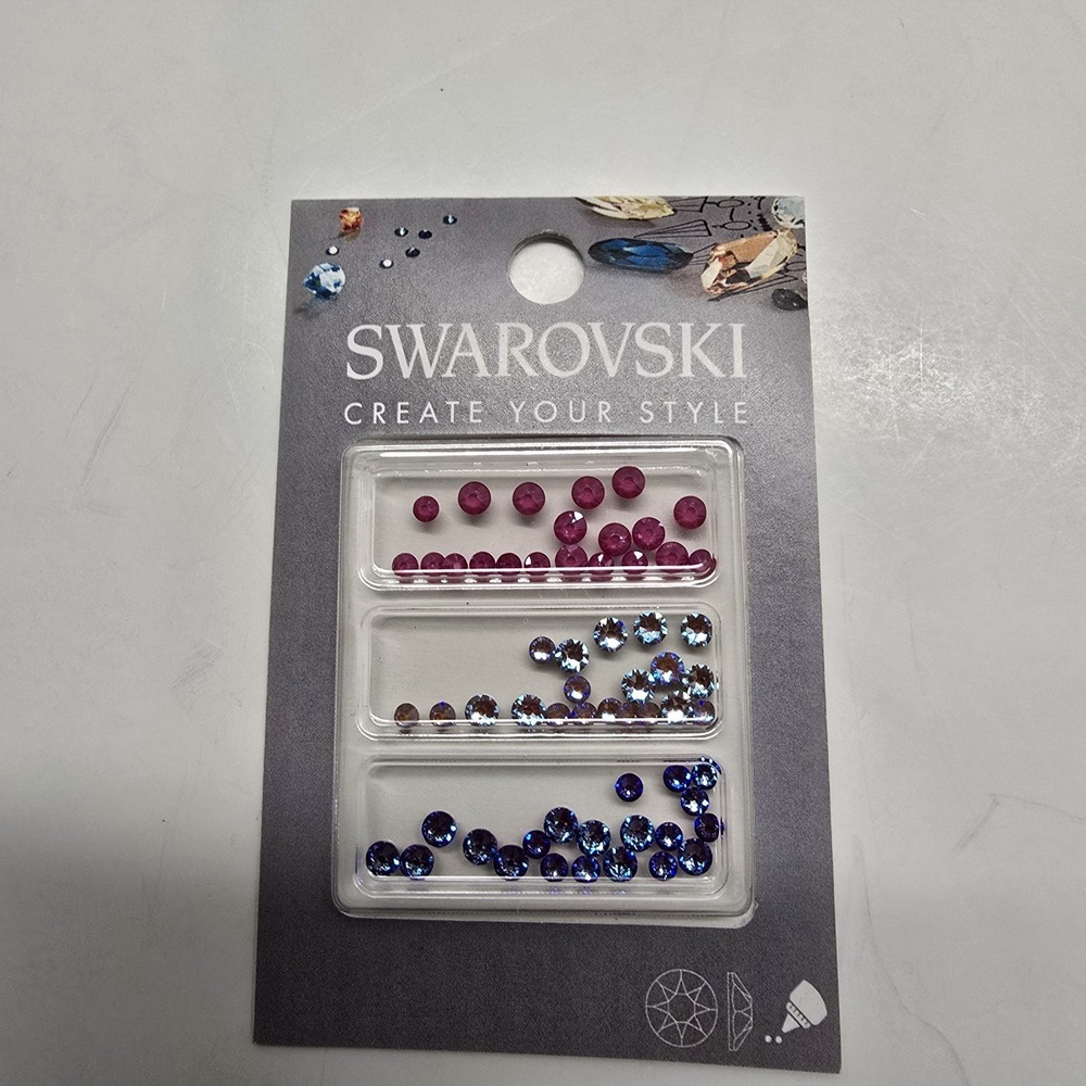 Swarovski Flat Back Crystals‎ - Combo Pack - 76 Count Pink White & Blue